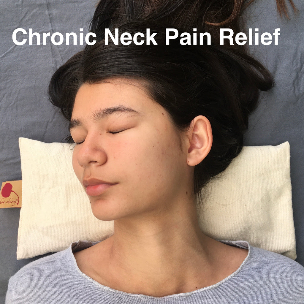 Hot Cherry Cervical/Rectangular (Cherry Blossom Pillow case, Unbleached,  Prewashed Denim) Chronic Neck Pain Relief, Moist Heat Relaxes Muscles